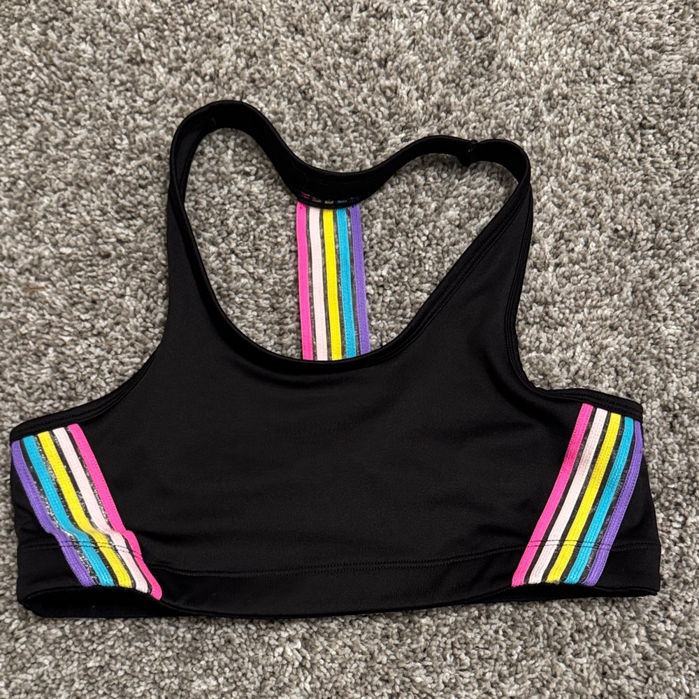 Black Sports Bra with Rainbow Stripes